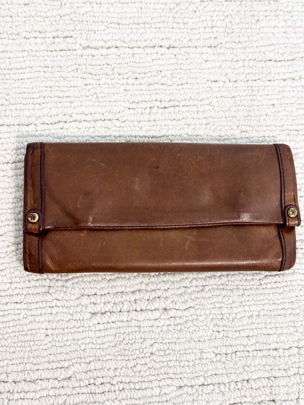 HOBO Fable Brown Leather Trifold Wallet Classic Quality Timeless